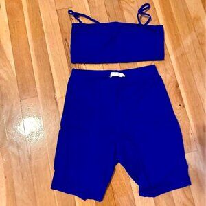 Royal Blue Biker Short Activewear Set
